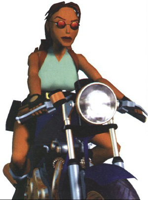 Lara sur la moto